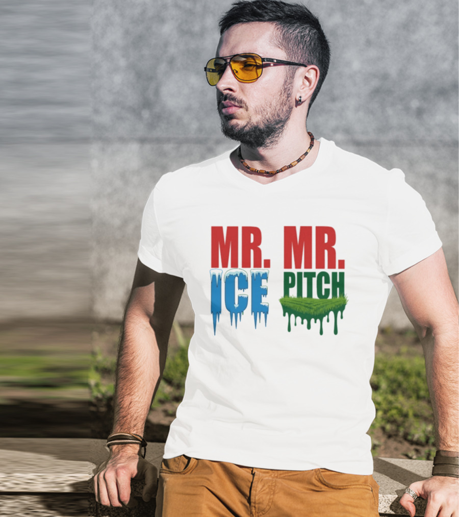 MR ICE MR PITCH Frosty Letters Green Grass Drips T-Shirt