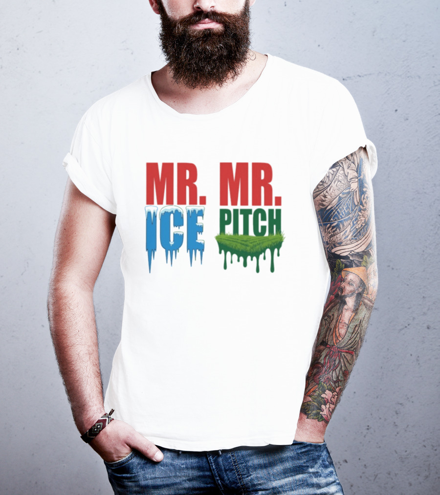 MR ICE MR PITCH Frosty Letters Green Grass Drips T-Shirt