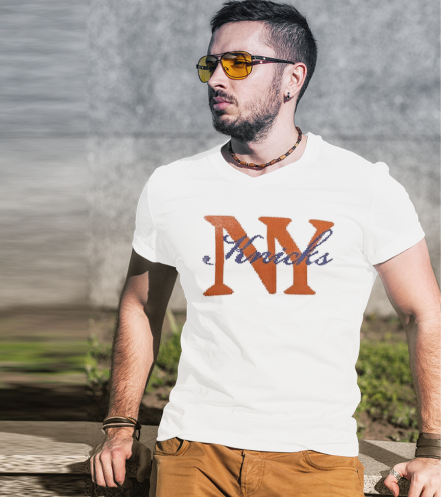 New York Knicks Iconic Orange Blue Team Spirit T-Shirt