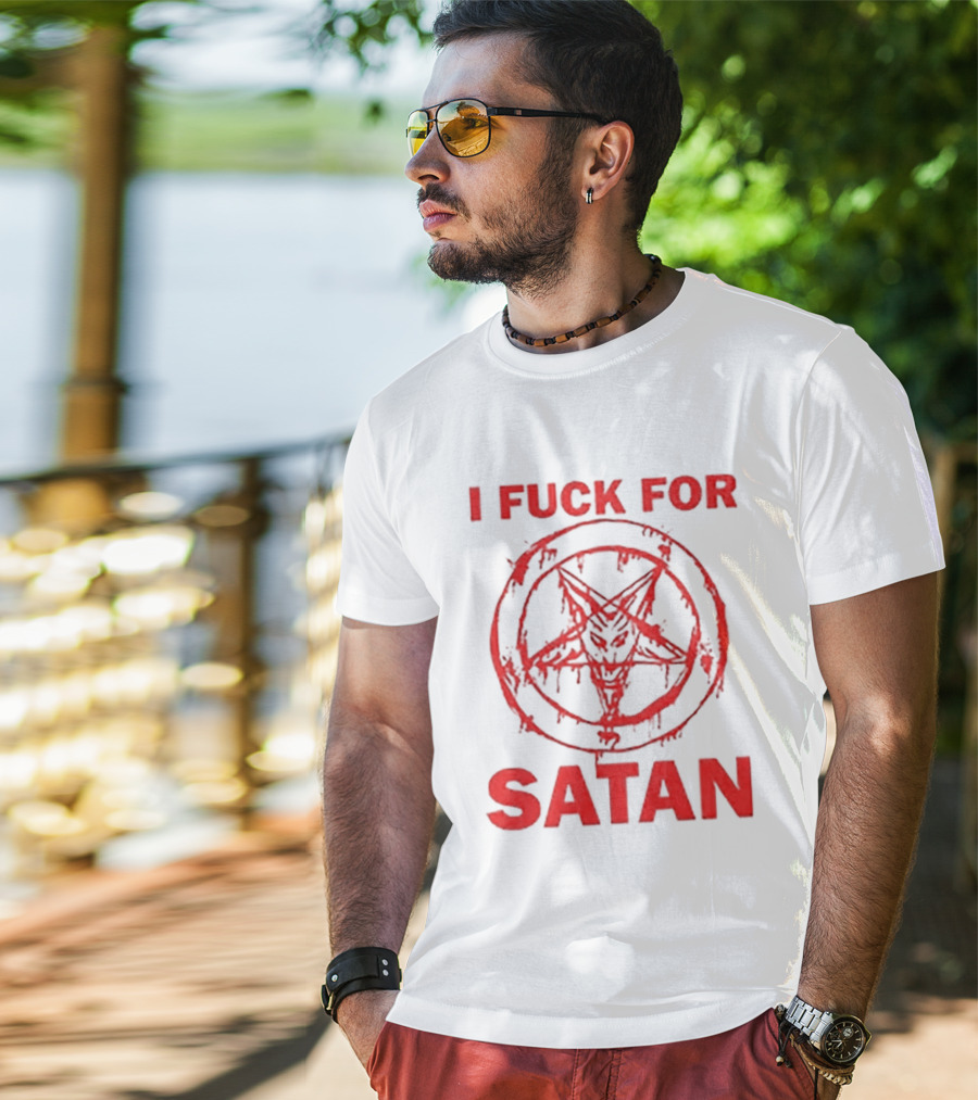I Fuck For Satan Baphomet Pentagram T-Shirt