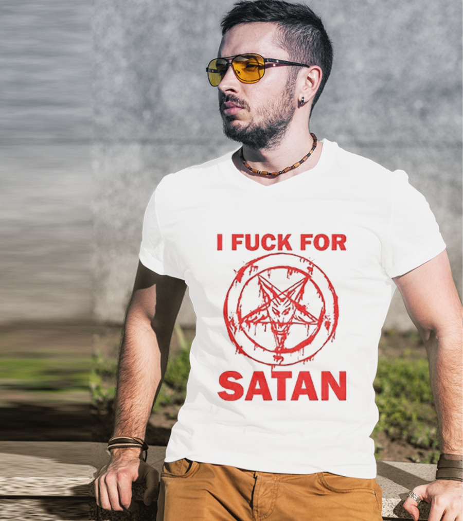 I Fuck For Satan Baphomet Pentagram T-Shirt