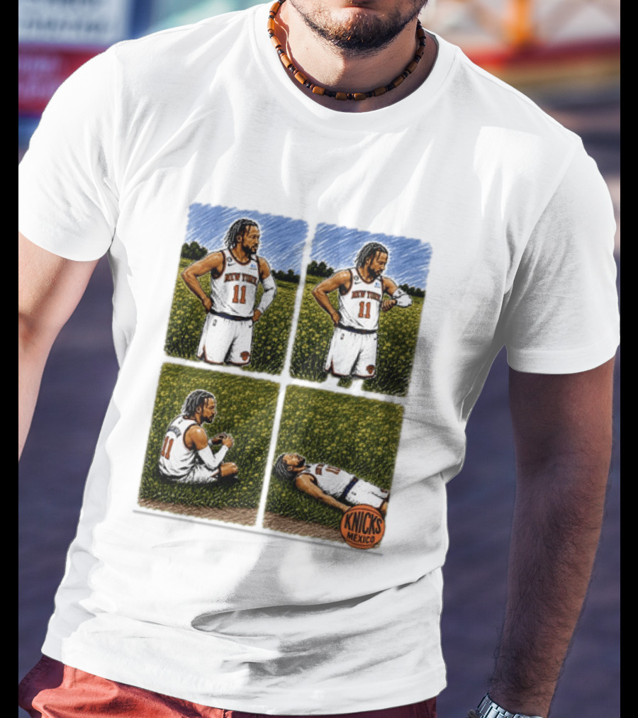 New York Knicks Jalen Brunson Whorled Tickseed Comic Knicks Mexico T-Shirt