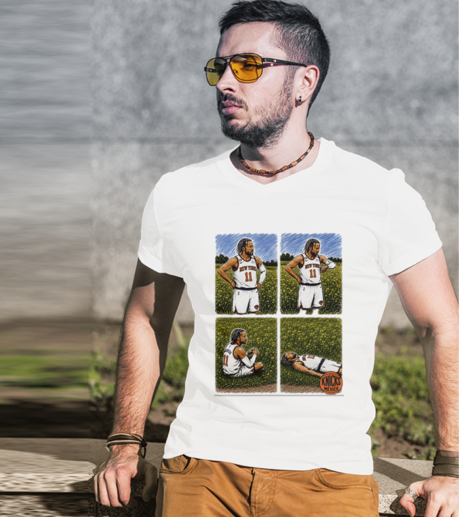 New York Knicks Jalen Brunson Whorled Tickseed Comic Knicks Mexico T-Shirt