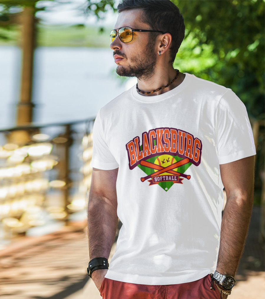 Blacksburg Softball Team Virginia Club Baseball Bat Crossed T-Shirt