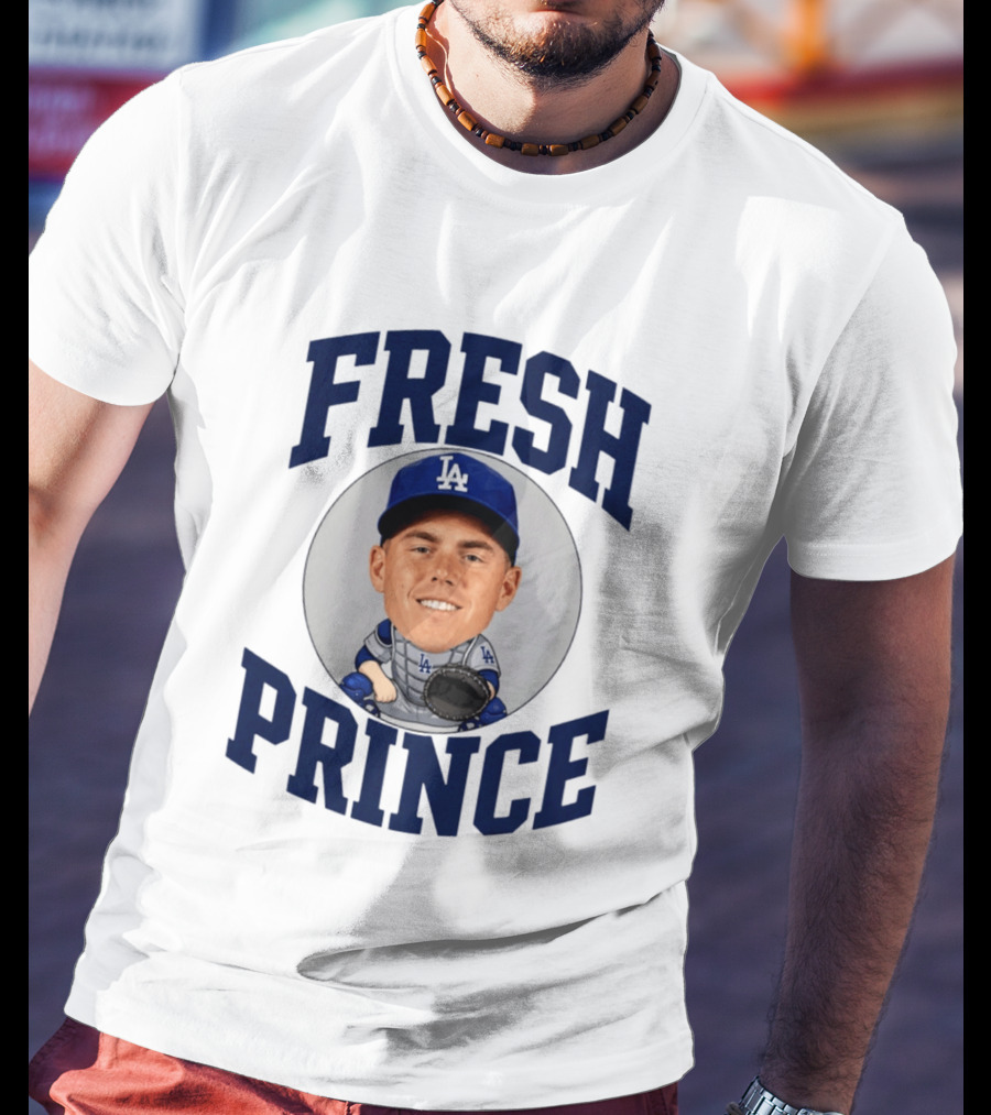 Fresh Prince Los Angeles Dodgers Baseball Player Caricature T-Shirt