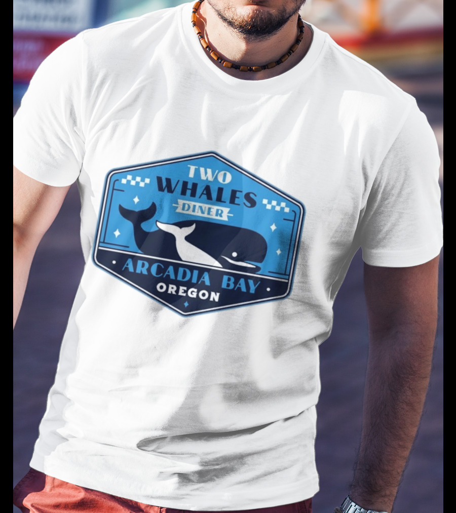 Two Whales Diner Arcadia Bay Oregon Crest T-Shirt