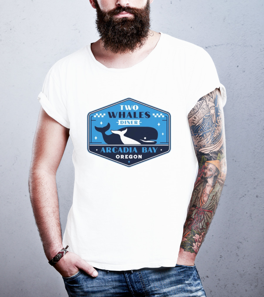 Two Whales Diner Arcadia Bay Oregon Crest T-Shirt