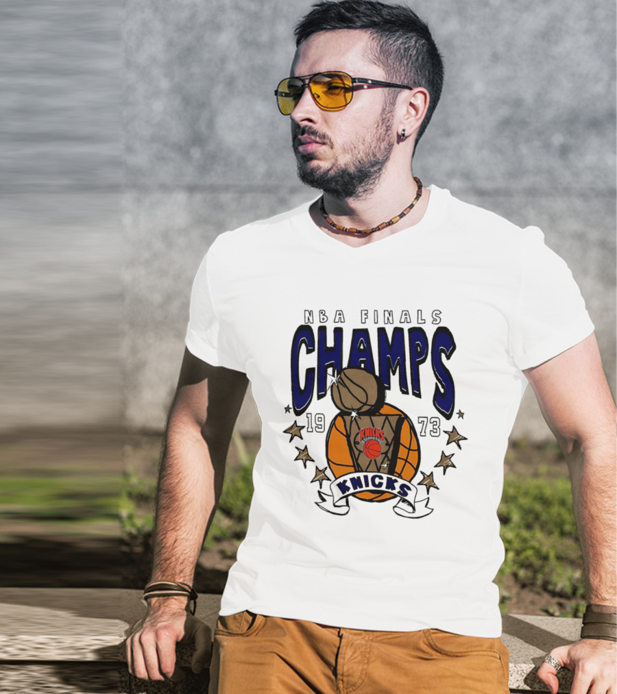 New York Knicks NBA Finals Champs 1973 Basketball Victory T-Shirt