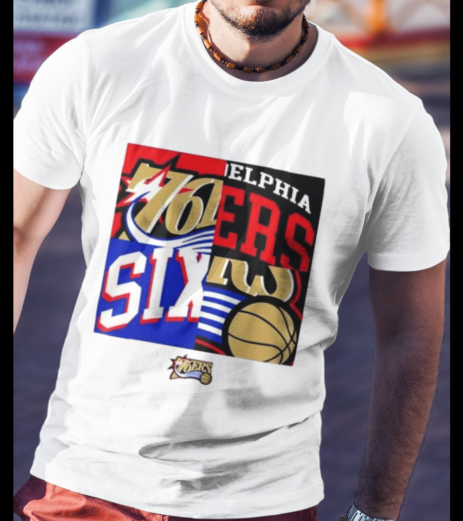 Philadelphia 76ers Vintage Block Logo Compilation NBA Basketball Fan Merch T-Shirt