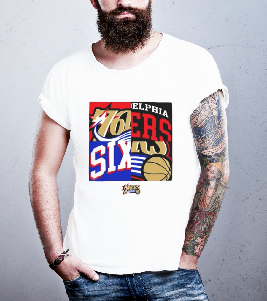 Philadelphia 76ers Vintage Block Logo Compilation NBA Basketball Fan Merch T-Shirt