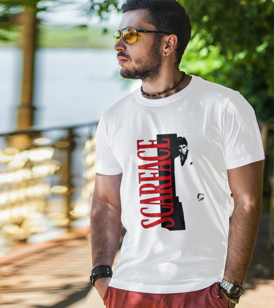 Tony Montana Scarface Movie Iconic Red Black T-Shirt