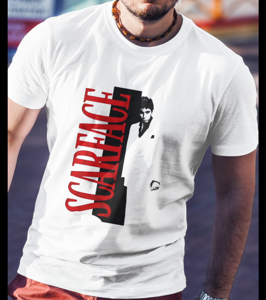 Tony Montana Scarface Movie Iconic Red Black T-Shirt