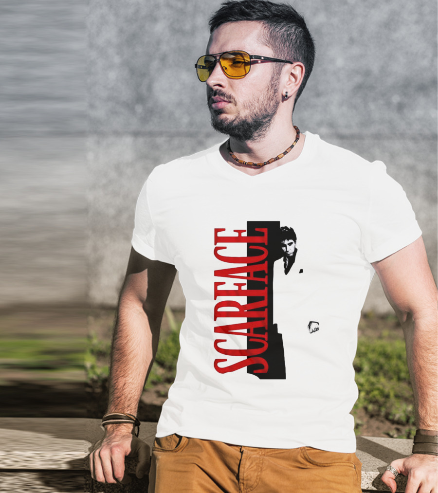 Tony Montana Scarface Movie Iconic Red Black T-Shirt