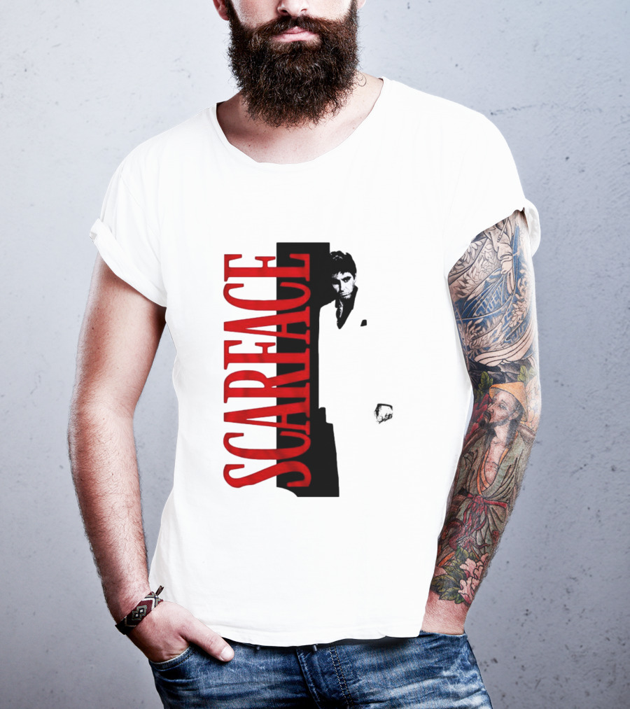 Tony Montana Scarface Movie Iconic Red Black T-Shirt