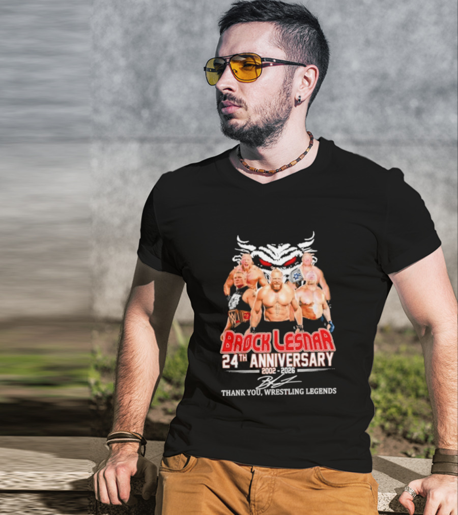 Brock Lesnar 24th Anniversary 2002 2026 Thank You Wrestling Legends T-Shirt