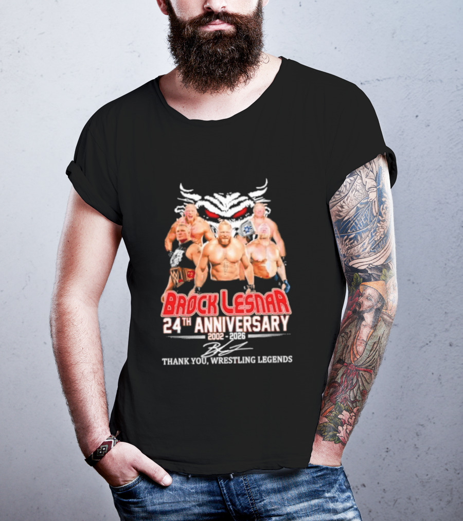 Brock Lesnar 24th Anniversary 2002 2026 Thank You Wrestling Legends T-Shirt
