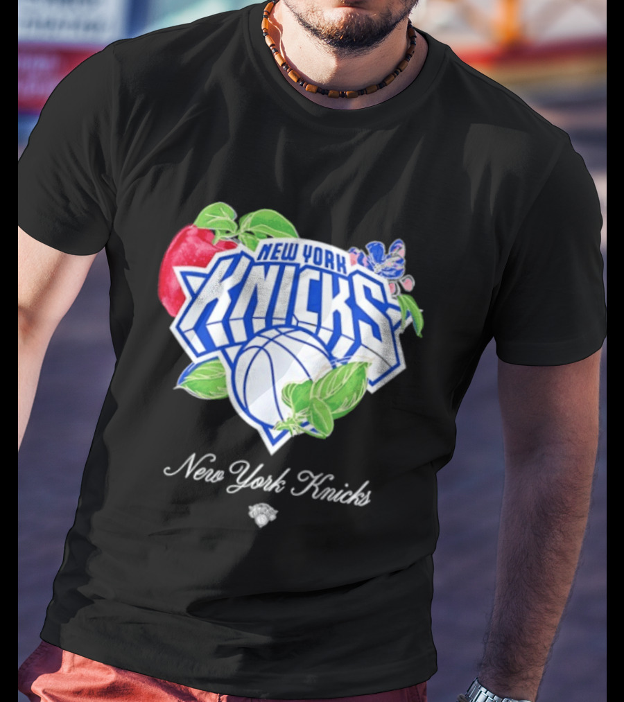 New York Knicks Lifestyle Capsule Floral Fruit Apple Basketball T-Shirt
