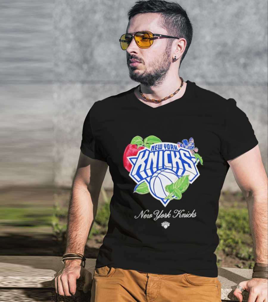 New York Knicks Lifestyle Capsule Floral Fruit Apple Basketball T-Shirt