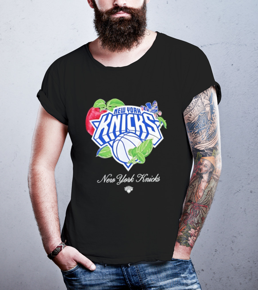 New York Knicks Lifestyle Capsule Floral Fruit Apple Basketball T-Shirt