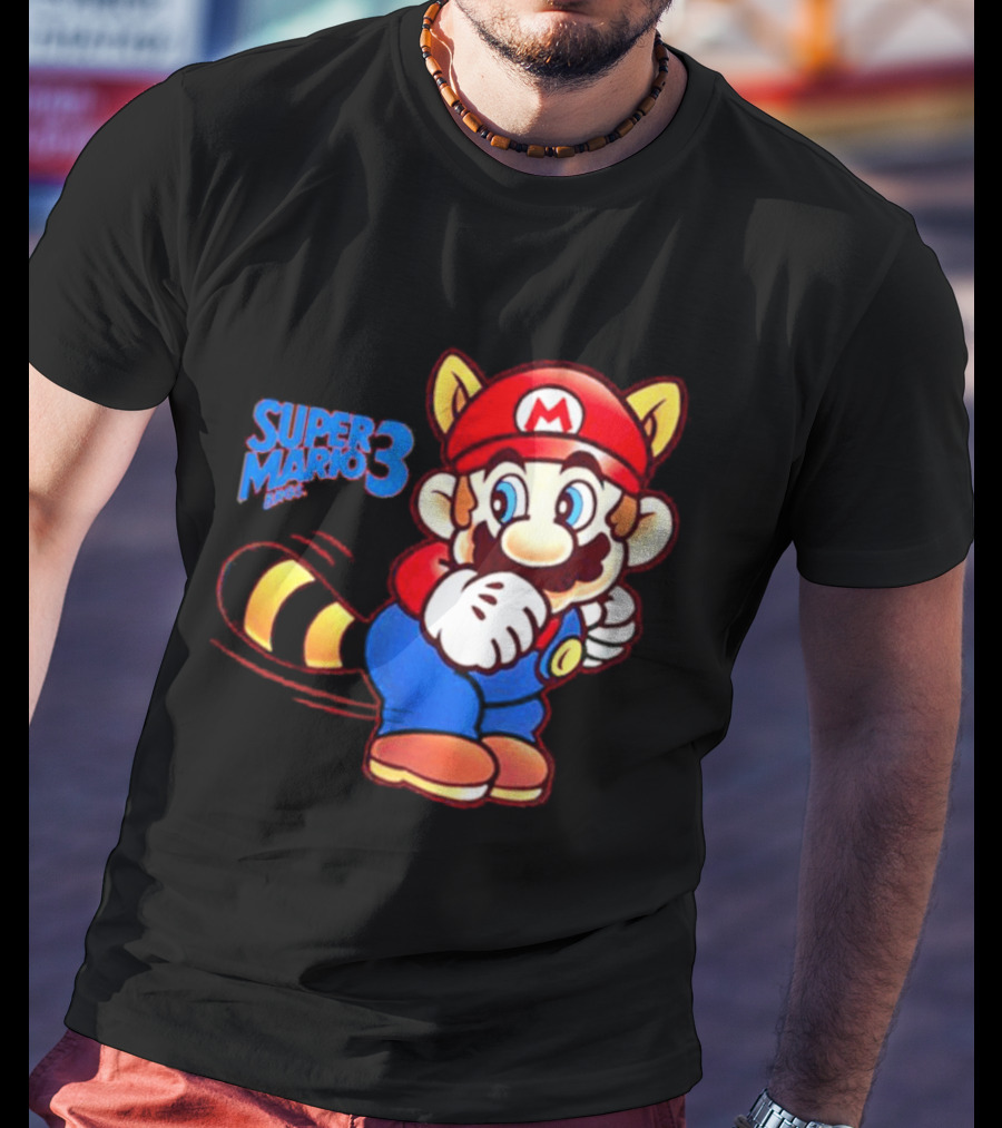 Super Mario Bros 3 Raccoon Mario Tail Whip Retro Game Nostalgia T-Shirt
