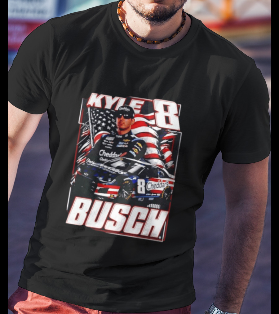 Kyle Busch 8 Cheddar's Racing With American Flag T-Shirt