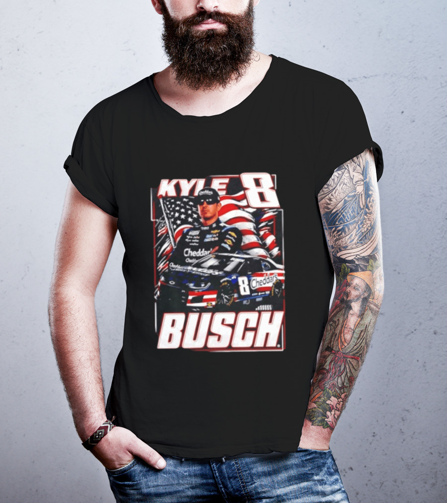 Kyle Busch 8 Cheddar's Racing With American Flag T-Shirt