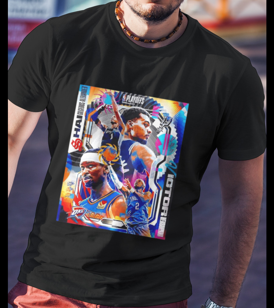 NBA Playoffs Shai Gilgeous Alexander OKC Thunder Victor Wembanyama Spurs Matchup T-Shirt