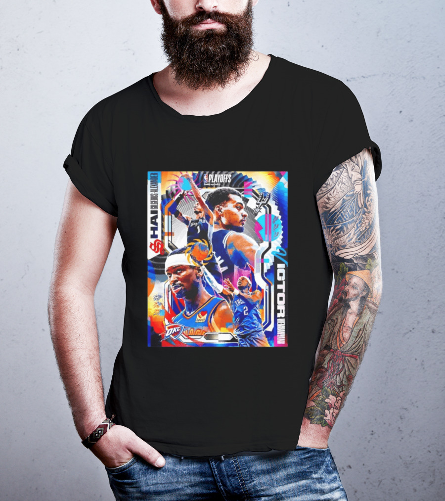 NBA Playoffs Shai Gilgeous Alexander OKC Thunder Victor Wembanyama Spurs Matchup T-Shirt