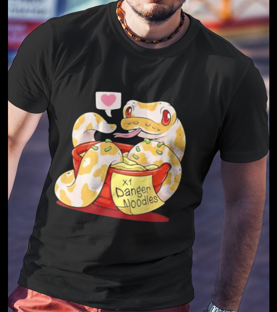 Snake Love X1 Danger Noodles Cartoon Cute Snake With Heart Speech Bubble T-Shirt