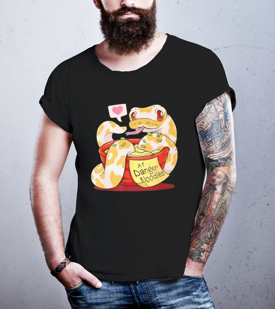 Snake Love X1 Danger Noodles Cartoon Cute Snake With Heart Speech Bubble T-Shirt
