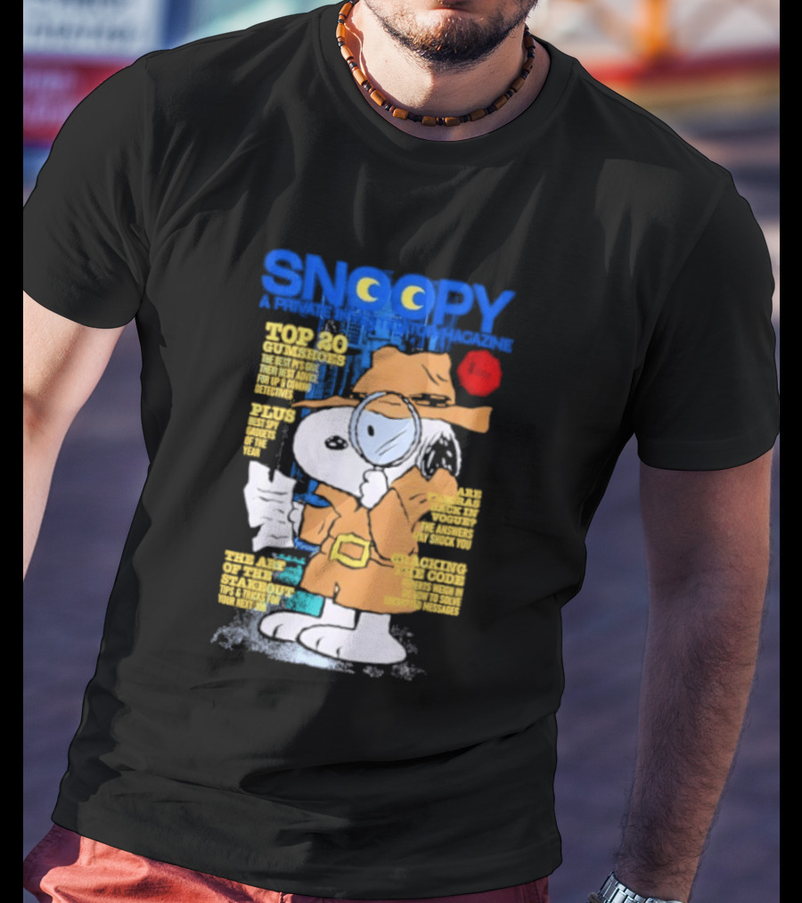 Snoopy Top 20 Clues Uncover Mystery Solved Peanuts Detective Investigator T-Shirt
