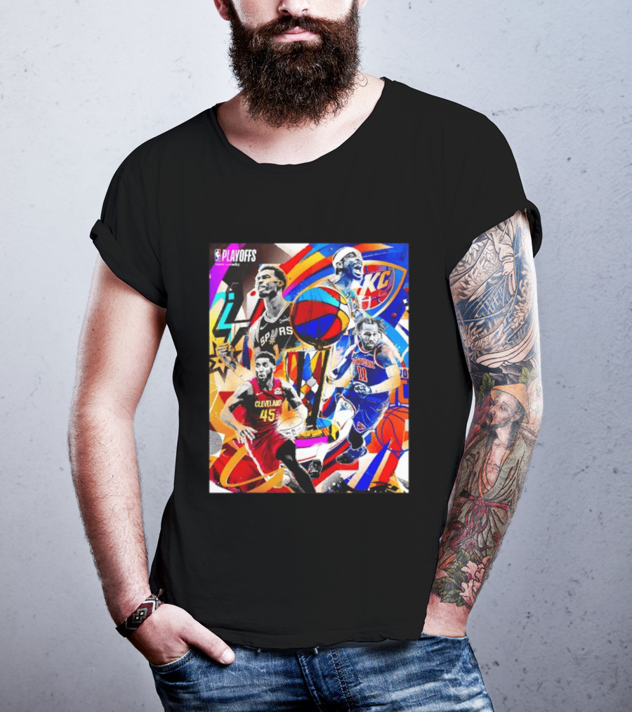 NBA Playoffs Spurs Thunder Cavaliers Knicks Star Players Wemby Alexander Brunson Mitchell T-Shirt