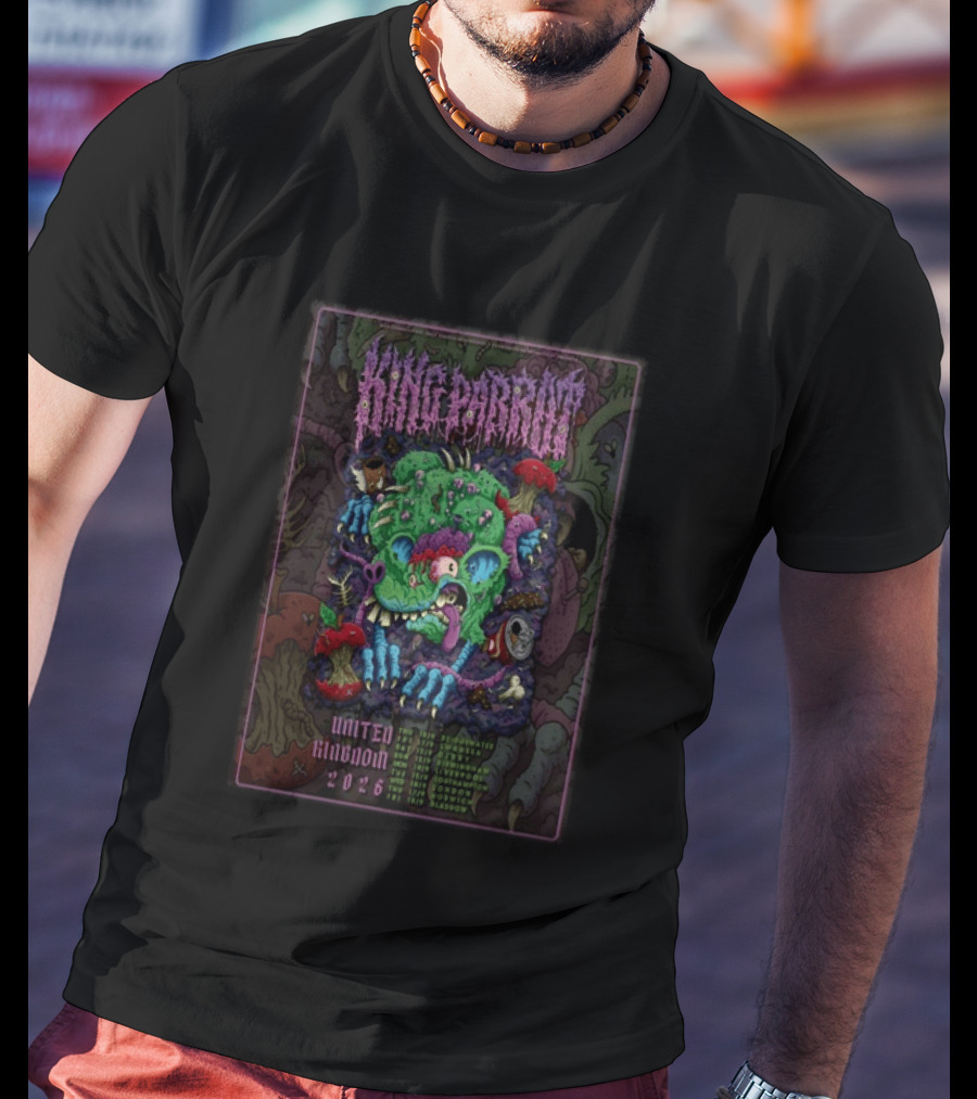 King Parrot UK Tour 2026 Zombie Monster Artwork United Kingdom Concert Dates T-Shirt