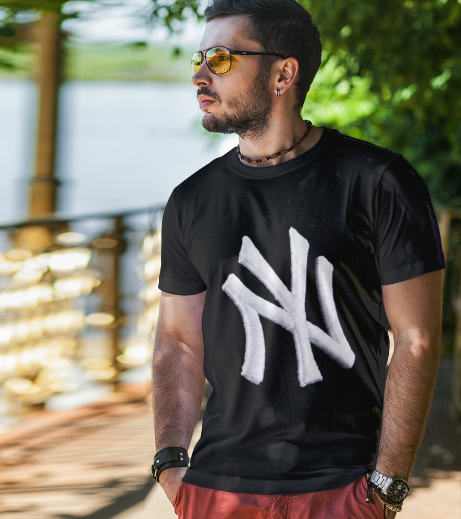 Yankees Inflated Stitch Logo Hat T-Shirt