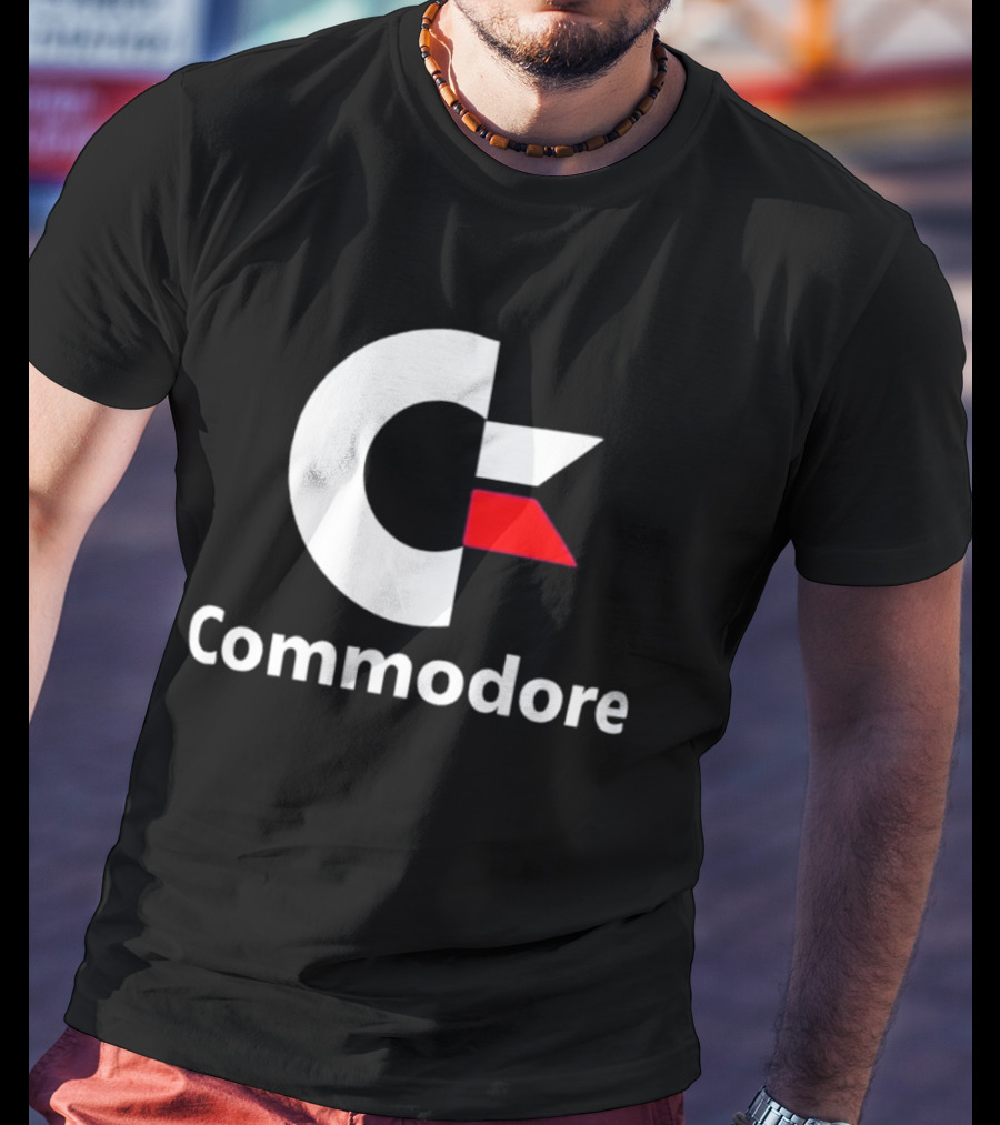Commodore C Logo Red Accent Retro Computer Brand T-Shirt