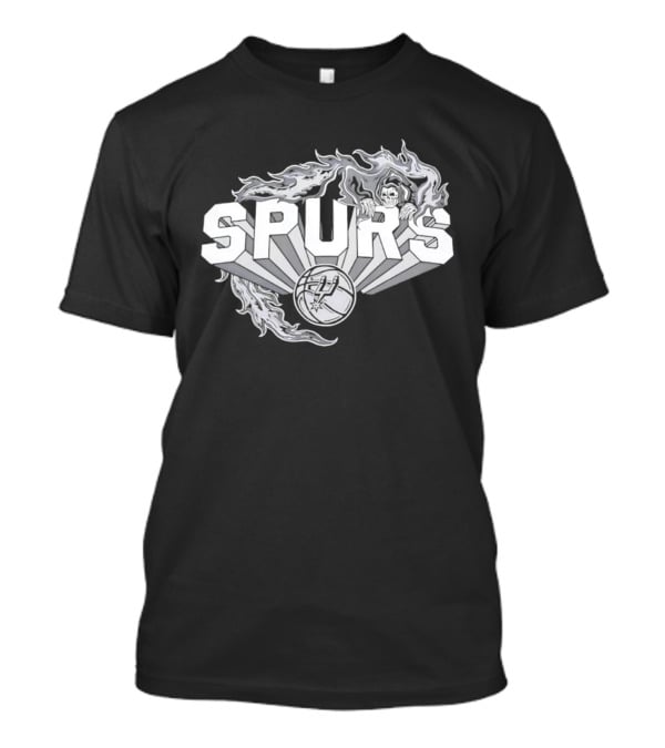 San Antonio Spurs Flaming Skull Grim Reaper NBA Basketball T-Shirt
