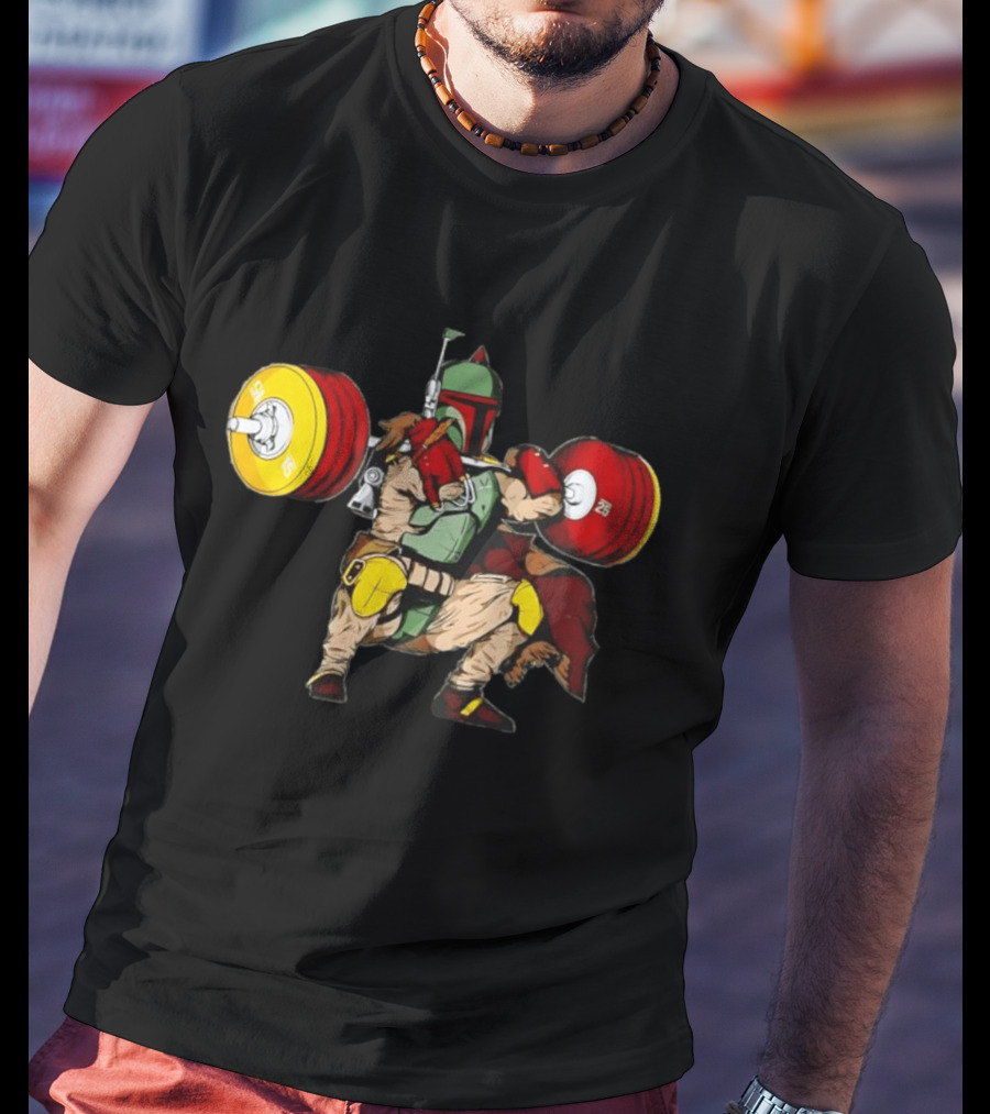 Star Wars Boba Fett Squat Weightlifting Fitness T-Shirt