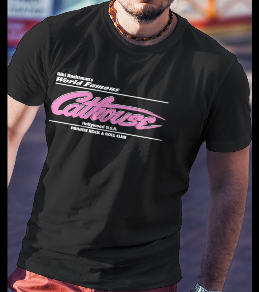 Riki Rachtman's World Famous Cathouse Hollywood USA Private Rock And Roll Club T-Shirt