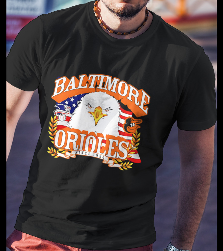 Baltimore Orioles Americana Eagle Logo With USA Flag Celebrating America's 250th Anniversary T-Shirt