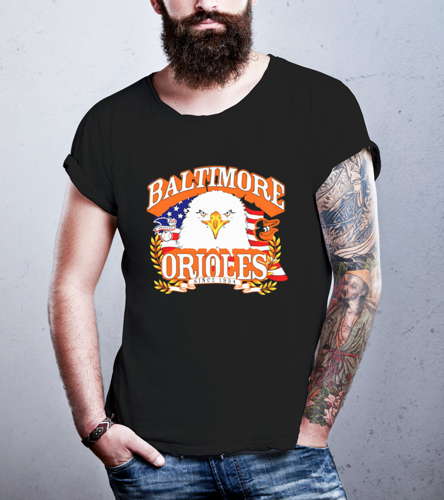 Baltimore Orioles Americana Eagle Logo With USA Flag Celebrating America's 250th Anniversary T-Shirt