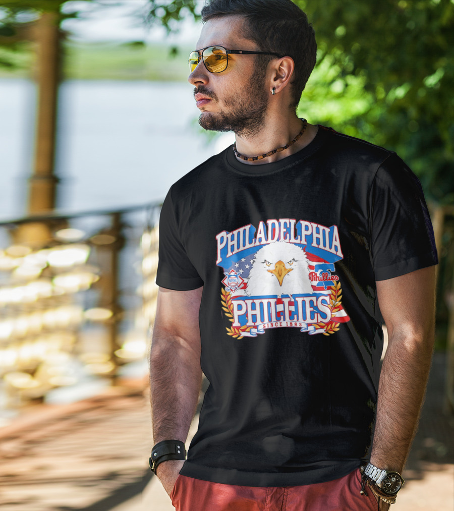 Philadelphia Phillies Eagle Americana Since 1883 National League Flag T-Shirt