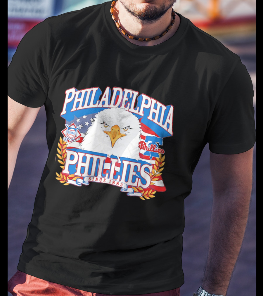 Philadelphia Phillies Eagle Americana Since 1883 National League Flag T-Shirt