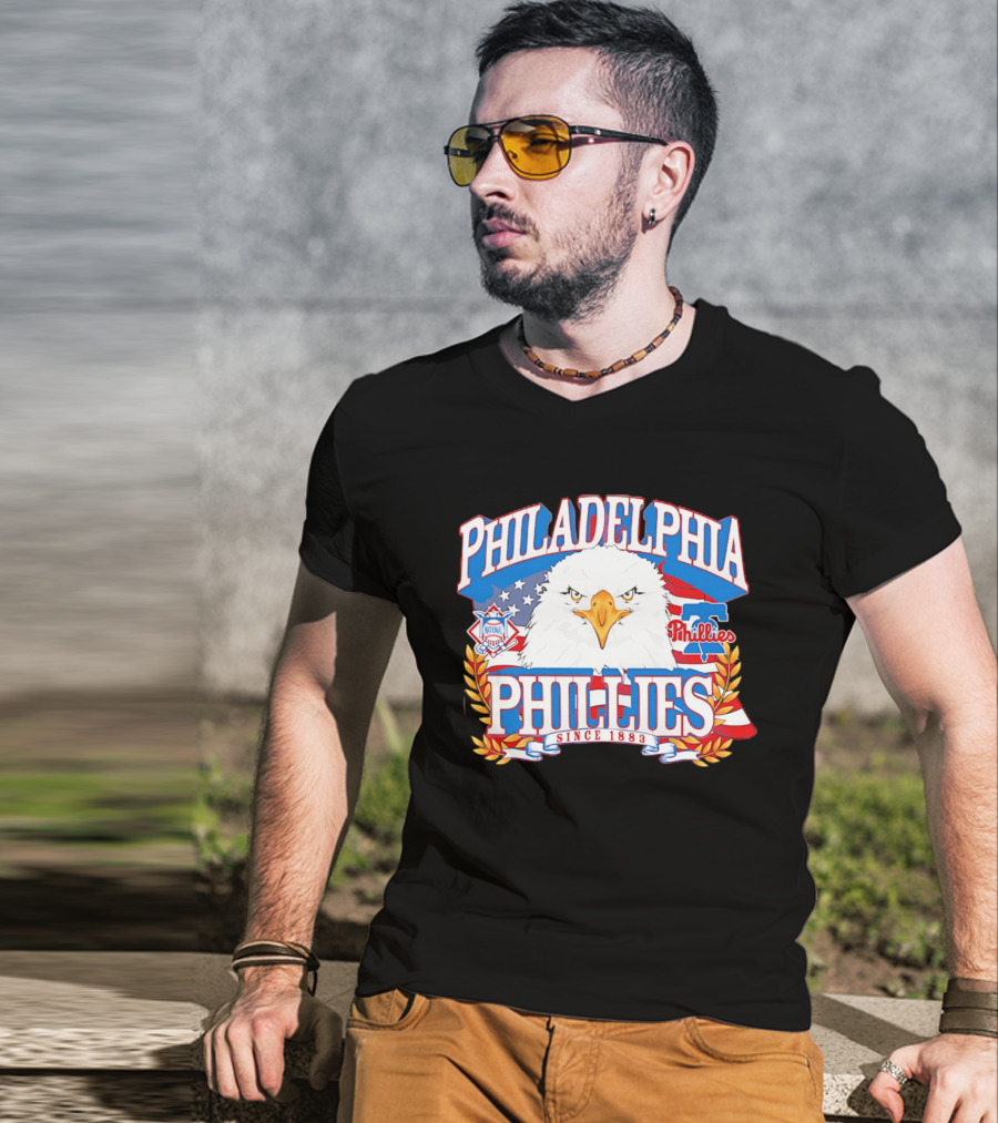 Philadelphia Phillies Eagle Americana Since 1883 National League Flag T-Shirt