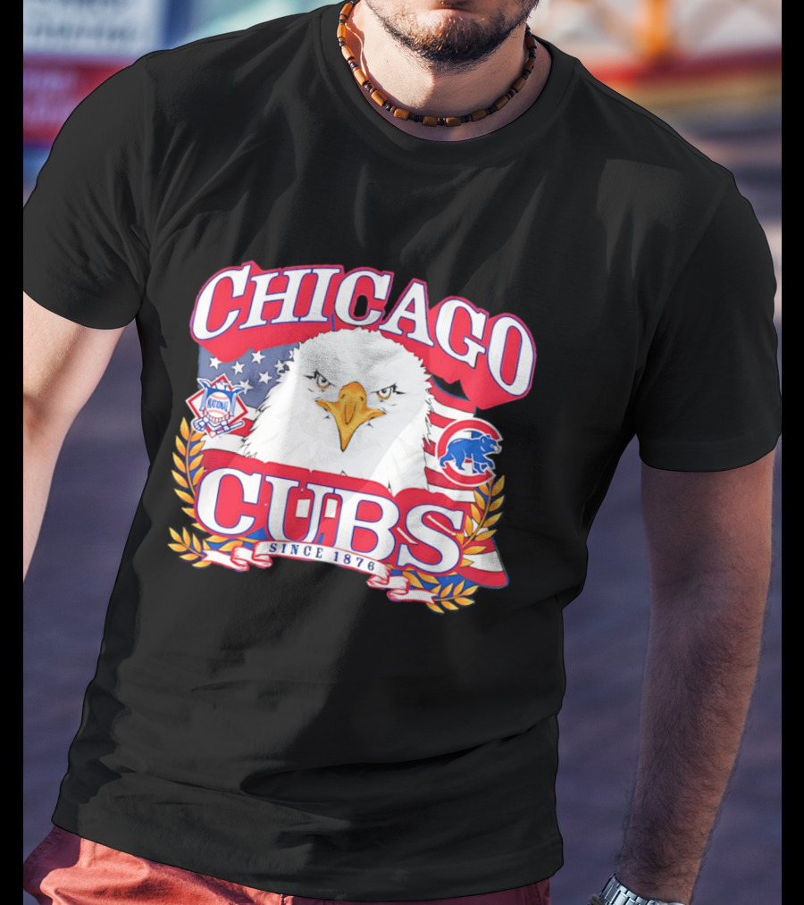 Chicago Cubs Americana Eagle Since 1876 National League Baseball Stars And Stripes 250th Celebration T-Shirt