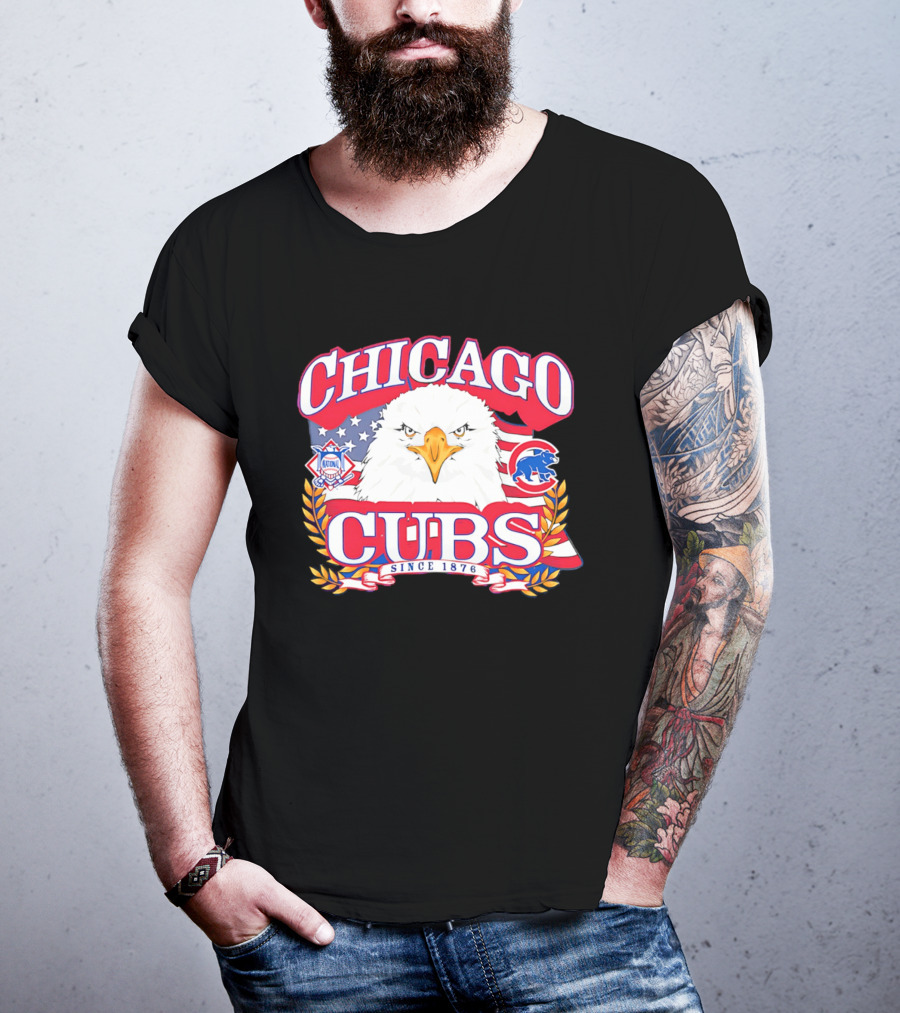 Chicago Cubs Americana Eagle Since 1876 National League Baseball Stars And Stripes 250th Celebration T-Shirt