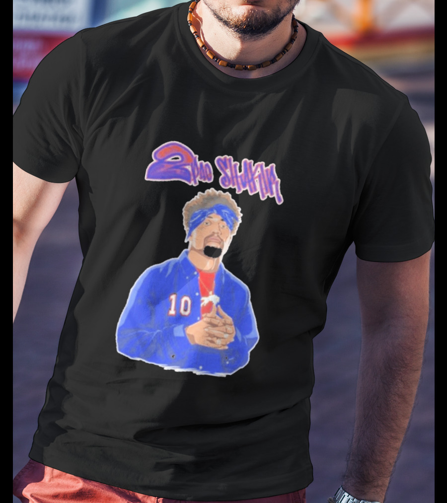 2Pac Shakir Sports Roundtable 10 Blue Bandana T-Shirt