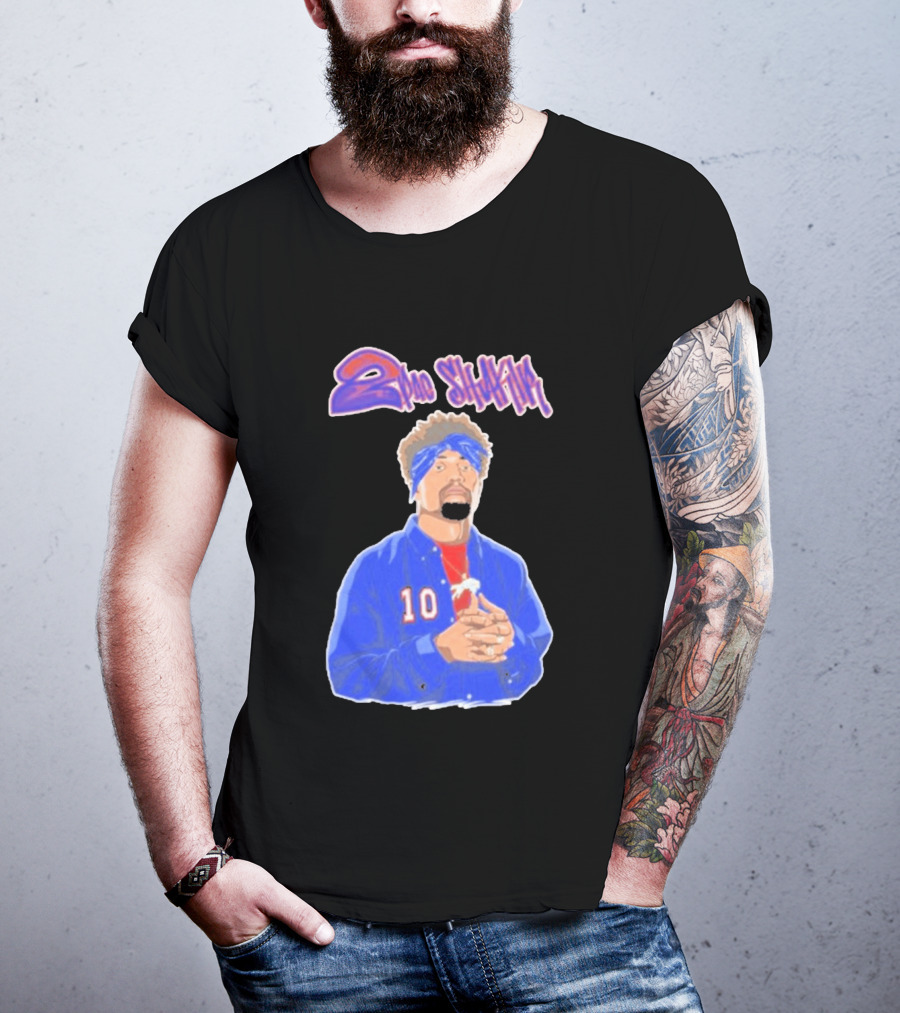2Pac Shakir Sports Roundtable 10 Blue Bandana T-Shirt