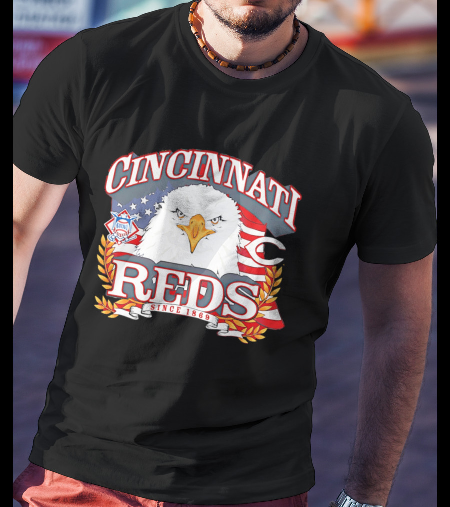 Cincinnati Reds National League Eagle American Flag Since 1869 T-Shirt