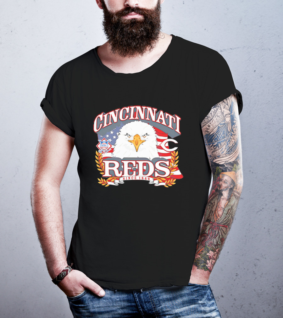 Cincinnati Reds National League Eagle American Flag Since 1869 T-Shirt
