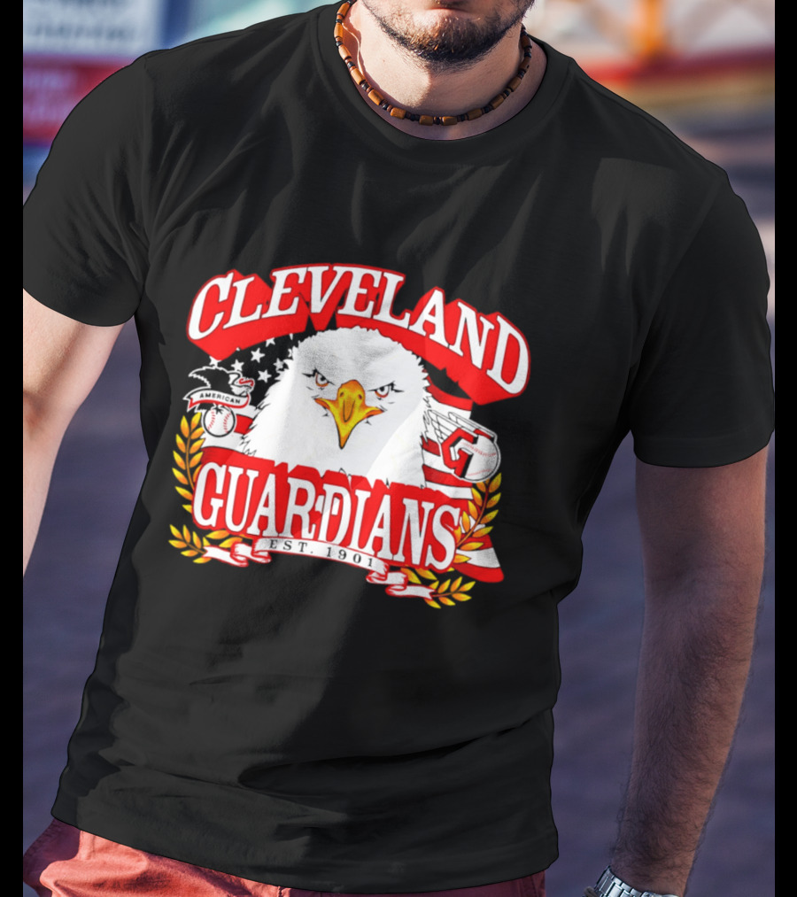 Cleveland Guardians Eagle And Baseball Stars Celebrating America's 250th Anniversary T-Shirt